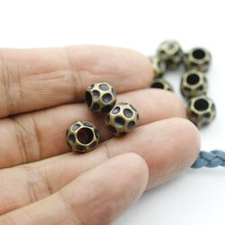 10 Metal Beads, Antique Bronze