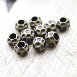 10 Metal Beads, Antique Bronze