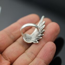 Dragon Wings Spread Ring Silver