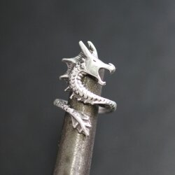 Drache Ring, Silber Drache