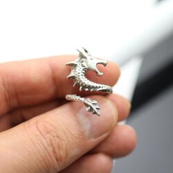 Drache Ring, Silber Drache