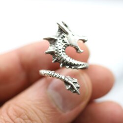 Drache Ring, Silber Drache