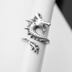 Drache Ring, Silber Drache