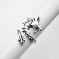 Drache Ring, Silber Drache