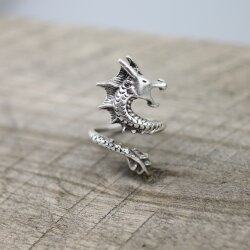 Drache Ring, Silber Drache