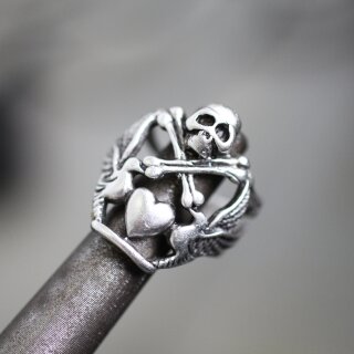 Schädel Knochen Kreuz Ring, Silber Totenkopf