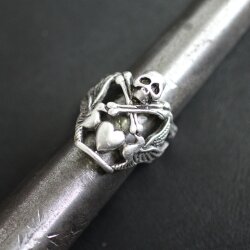 Schädel Knochen Kreuz Ring, Silber Totenkopf