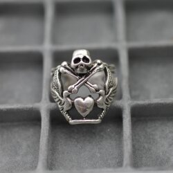 Skull Bone Cross Ring, Flying Love Heart Ring