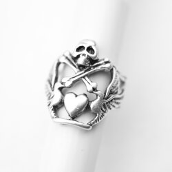 Skull Bone Cross Ring, Flying Love Heart Ring