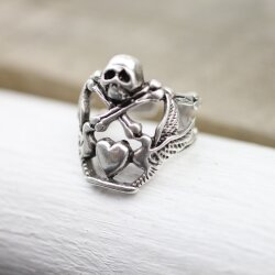 Skull Bone Cross Ring, Flying Love Heart Ring