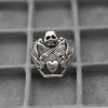 Schädel Knochen Kreuz Ring, Silber Totenkopf