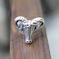 Ring Widderkopf, Widder Kopf Silber Ring
