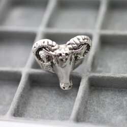 Ram head ring, Silver ram ring, Aries ring