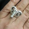 Ram head ring, Silver ram ring, Aries ring