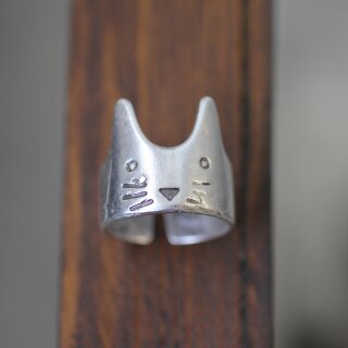Silver Cat Kitten Ring