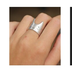 Silver Cat Kitten Ring