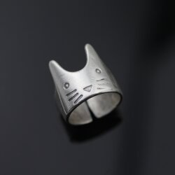 Silver Cat Kitten Ring