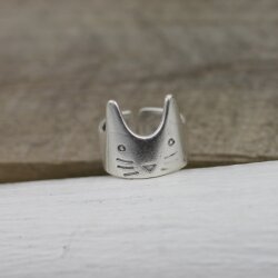 Silver Cat Kitten Ring