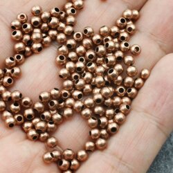 100 Antique Copper Brass Beads, Metal Spacer Beads, 4 mm (Ø 1,6 mm) ca. 19 gr