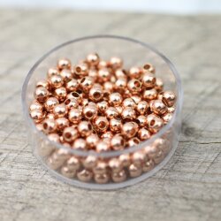 100 Rosegold Brass Beads, Metal Spacer Beads, 4 mm (Ø 1,6 mm) ca. 19 gr