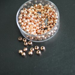 100 Rosegold Messingperlen Runde Perlen 4 mm (Ø 1,6 mm) ca. 19 gr