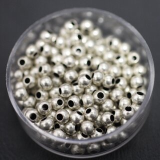 100 Antique Silver Brass Beads, Metal Spacer Beads, 4 mm (Ø 1,6 mm) ca. 19 gr