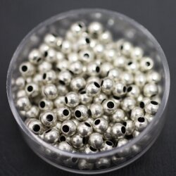 100 Antique Silver Brass Beads, Metal Spacer Beads, 4 mm...