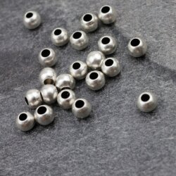 100 Antique Silver Brass Beads, Metal Spacer Beads, 4 mm (Ø 1,6 mm) ca. 19 gr