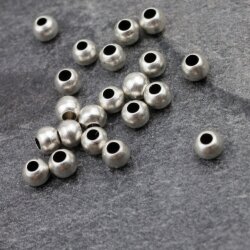 100 Altsilber Messingperlen Rund Perlen 4 mm (Ø 1,6 mm) ca. 19 gr