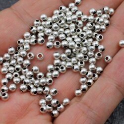 100 Antique Silver Brass Beads, Metal Spacer Beads, 4 mm (Ø 1,6 mm) ca. 19 gr