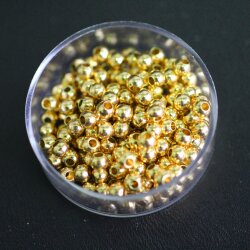 100 Gold Messingperlen Rund Perlen 4 mm (Ø 1,6 mm) ca. 19 gr