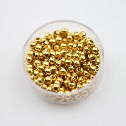 100 Gold Messingperlen Rund Perlen 4 mm (Ø 1,6 mm) ca. 19 gr