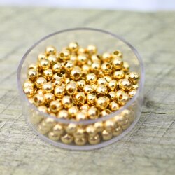 100 Gold Messingperlen Rund Perlen 4 mm (Ø 1,6 mm) ca. 19 gr