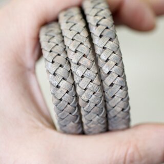 1 m Braided Leather 10x5 mm Vintage Grey