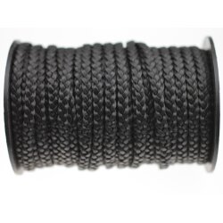 1 m flat braided leather cord Black