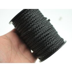 1 m flat braided leather cord Black
