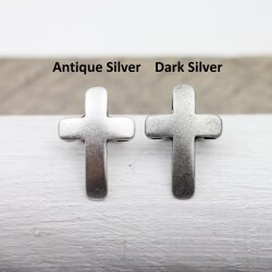 10 Dark Silver Cross Sliderbeads, Curved Cross Slider For Regaliz