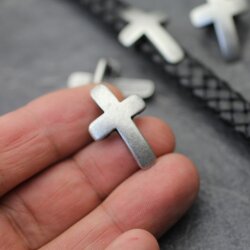 10 Dark Silver Cross Sliderbeads, Curved Cross Slider For Regaliz