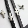 10 Dark Silver Cross Sliderbeads, Curved Cross Slider For Regaliz