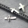 10 Dark Silver Cross Sliderbeads, Curved Cross Slider For Regaliz