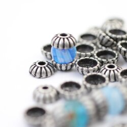 20 Dark Silver Metal Bead Caps
