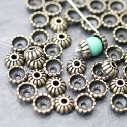 20 Antique Bronze Metal Bead Caps