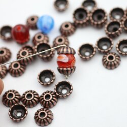 20 Antique Copper Metal Bead Caps