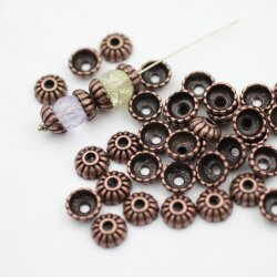 20 Antique Copper Metal Bead Caps