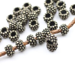 10 Metal Berry Beads, Antique Bronze