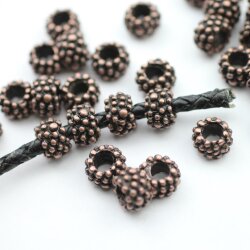 10 Metal Berry Beads, Antique Copper