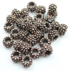 10 Metal Berry Beads, Antique Copper