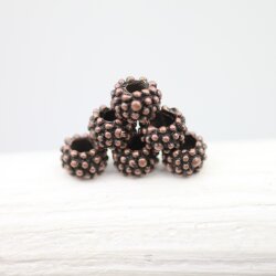 10 Metal Berry Beads, Antique Copper