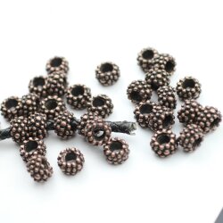 10 Metal Berry Beads, Antique Copper