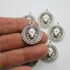 5 Antique Silver Lion Pendants, Lion Medallion, Lion Head